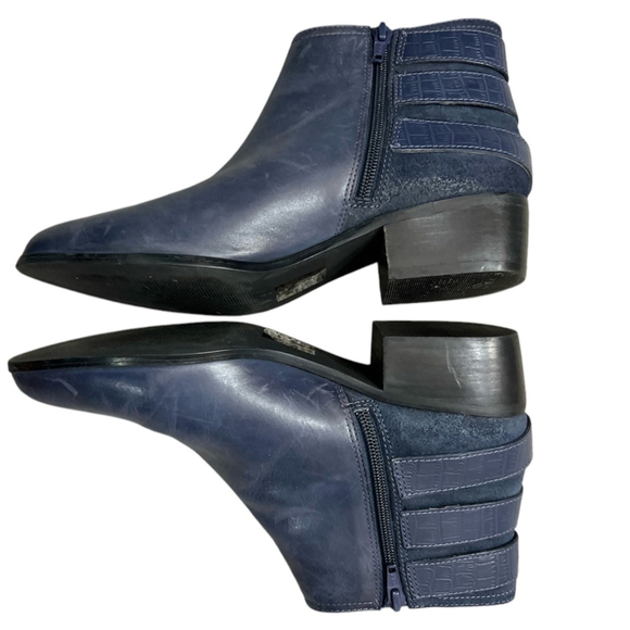 SOLD ALDO blue leather western boho buckle ankle boots 8.5 - Picture 4 of 15